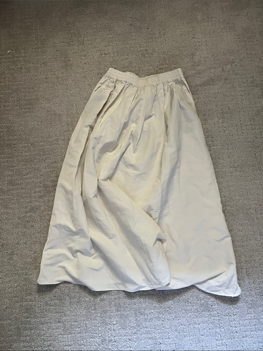 Zara Cream Maxi Skirt with Elastic Waist and Pockets